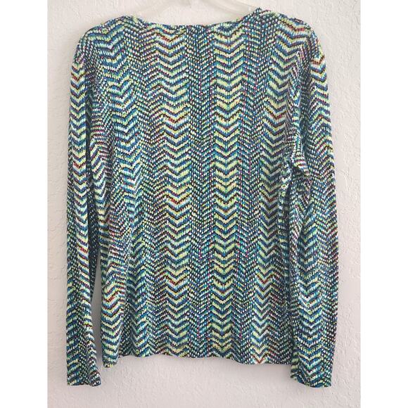 TOP/BLOUSE-JONES NEW YORK-Multi Color Chevron Pattern-Long Sleeve-Cotton-P-L - Picture 2 of 11